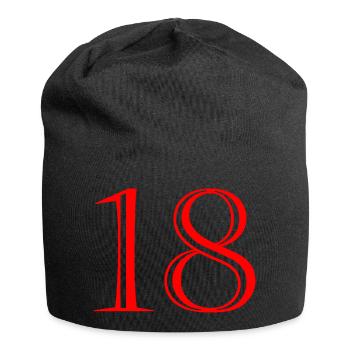18. 18 ANS. 18e ANNIVERSAIRE. ANNIVERSAIRE 18 ANS. - Bonnet en jersey - noir - Devant