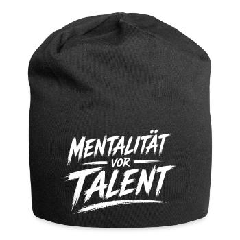Mentalität vor Talent - Jersey-Beanie - Schwarz - Vorne