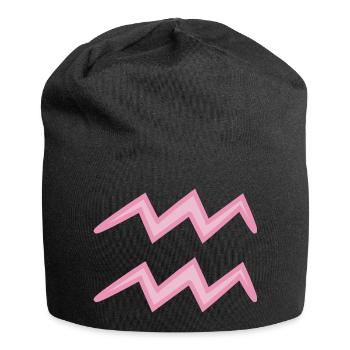 Signe du signe du Verseau rose pastel - Bonnet en jersey - noir - Devant