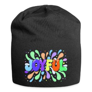 Joyeuse Typo éclaboussée multicolore - Bonnet en jersey - noir - Devant