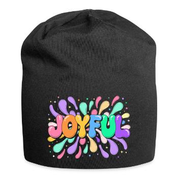 Lettrage Joyeux en éclats colorés - Bonnet en jersey - noir - Devant
