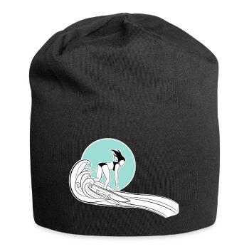 Chemise Surfer Girl avec illustration - Bonnet en jersey - noir - Devant