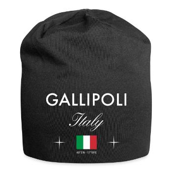 Gallipoli Italy Coordinates Travel Souvenir - Jersey Beanie - black - Front