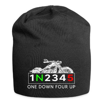 motorcycle on down for up biker rider S5 moped mz - Jersey Beanie - black - Front