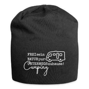 Camping-Spruch mit Wohnmobil (Integriert) - Jersey-Beanie - Schwarz - Vorne