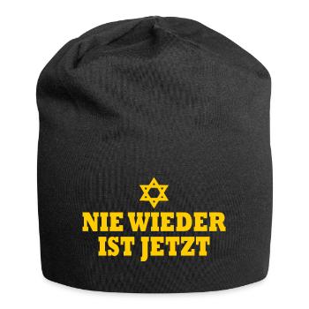 Nie wieder ist jetzt - Jersey-Beanie - Schwarz - Vorne