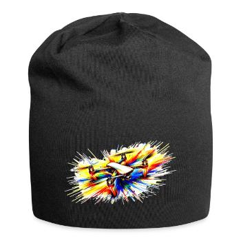 Multicopter, auch Drohne genannt - Farbsplash! - Jersey-Beanie - Schwarz - Vorne