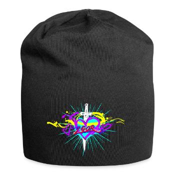 L.Gor Dolch mit Herz - Jersey-Beanie - Schwarz - Vorne