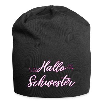 Süßes Design für Pflegerinnen "Hallo Schwester" - Jersey-Beanie - Schwarz - Vorne