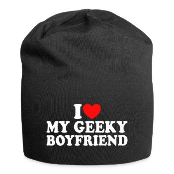 J'aime Mon Petit Ami Geek J'Adore Mon Copain Geek - Bonnet en jersey - noir - Devant