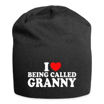 Geschenk für Omas Ich liebe es, Oma genannt zu werden - Jersey-Beanie - Schwarz - Vorne