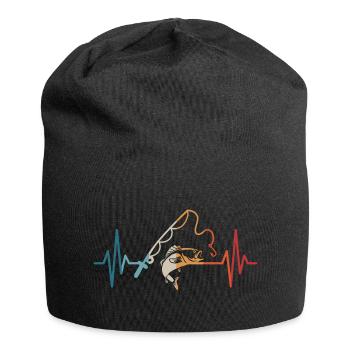 Fishing Heartbeat Angler Fisherman - Jersey Beanie - black - Front