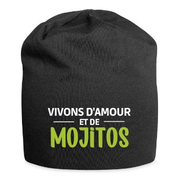 Vivons d'amour et de mojitos - Bonnet en jersey - noir - Devant