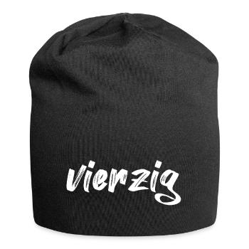 vierzig 40 Schriftzug - Jersey-Beanie - Schwarz - Vorne