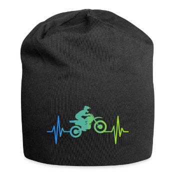 Dirt Biking Heartbeat Motocross Dirt Bike Rider - Jersey Beanie - black - Front