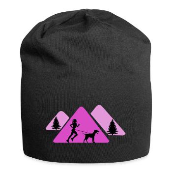 canicross running with dog dog dog trainer - Jersey Beanie - black - Front