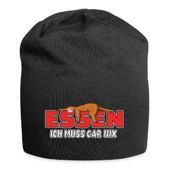 Essen ich muss gar nix Faultier Heimat - Jersey-Beanie - Schwarz - Vorne
