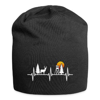 Hunting Heartbeat Deer Season Hunt Hunter Huntress - Jersey Beanie - black - Front
