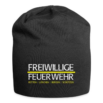 Freiwillige Feuerwehr THREE 1 Schriftzug - Jersey-Beanie - Schwarz - Vorne