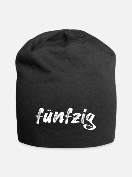 fünfzig Schriftzug - Jersey-Beanie - Schwarz