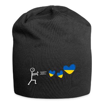 ukraine love kiew krim flagge herz valentin ukrain - Jersey-Beanie - Schwarz - Vorne