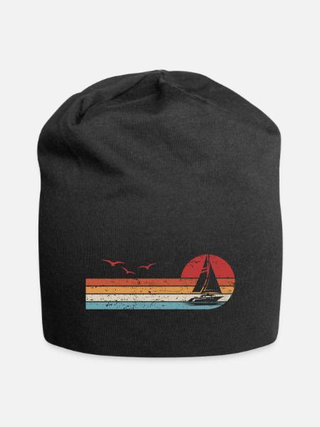 Retro Segeln Segler Segelboot Kapitän - Jersey-Beanie - Schwarz