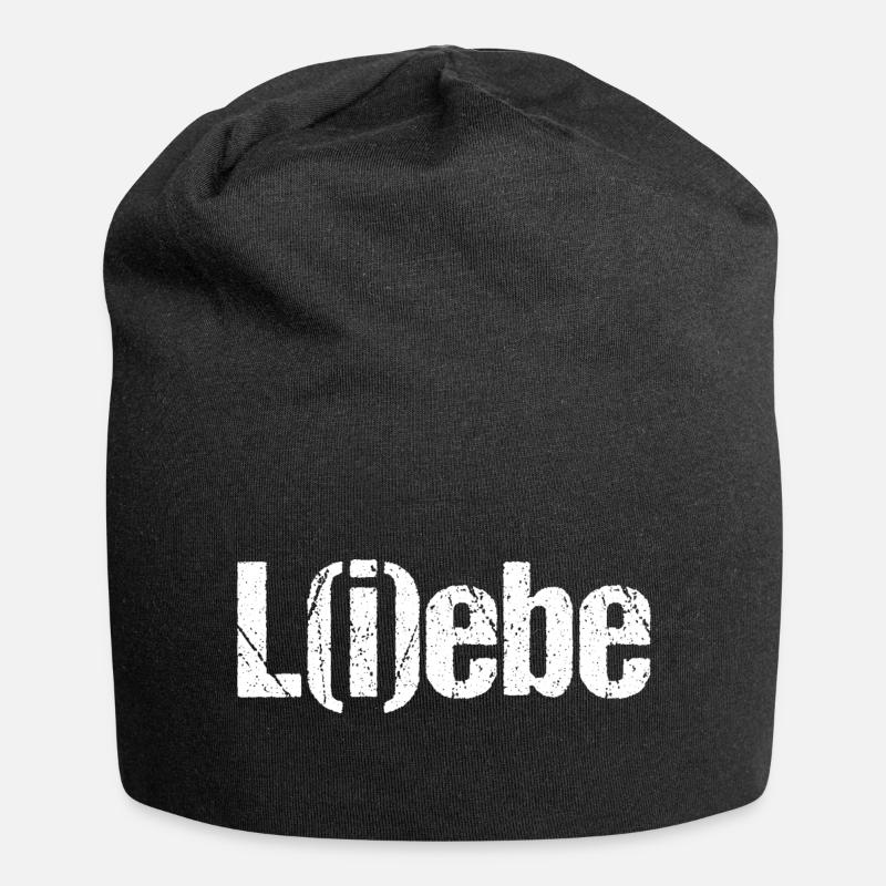 L(i)ebe Liebe Leben Valentinstag Freunde Geschenk - Jersey-Beanie - Schwarz