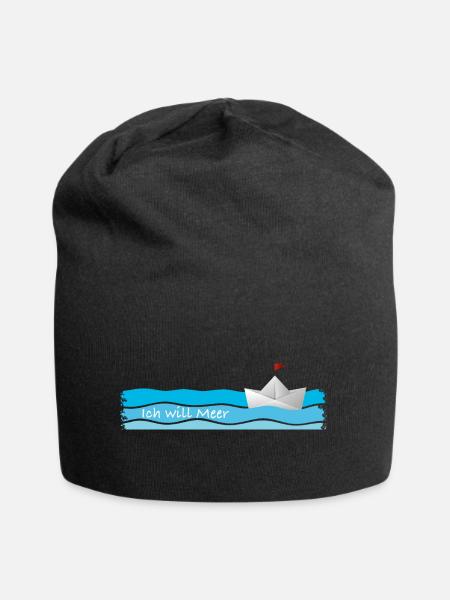 Ich will Meer - Jersey-Beanie - Schwarz