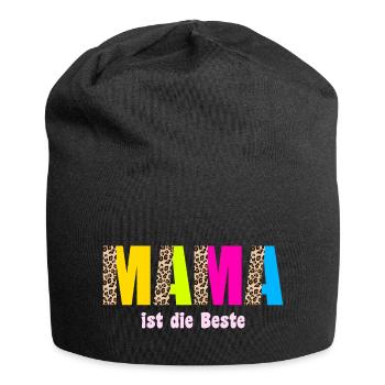 Mama ist die beste Leopard Design - Jersey-Beanie - Schwarz - Vorne