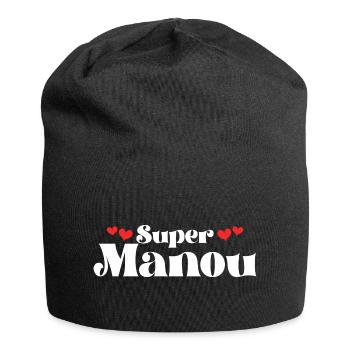 Maman Surnom Super Manou - Bonnet en jersey - noir - Devant