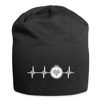 Cross Stitching Heartbeat - Jersey Beanie - black - Front