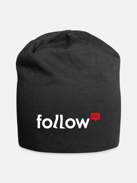 Follow Me - Folge mir - Jersey-Beanie - Schwarz