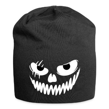 Halloween Design Fratze2 Weiß Transparent - Jersey-Beanie - Schwarz - Vorne
