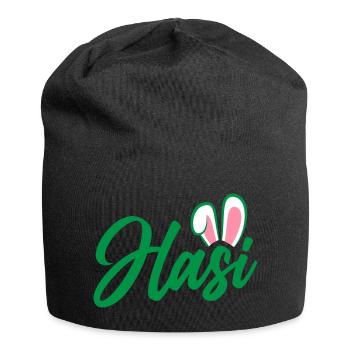 Hasi - süße Häschenohren | Farben änderbar - Jersey-Beanie - Schwarz - Vorne