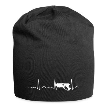 Laser Tag / Phaser - Heartbeat, Pulse, Heart Line - Jersey Beanie - black - Front
