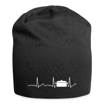 Marmite - battement de cœur, pouls, ligne cardiaque, ECG - Bonnet en jersey - noir - Devant