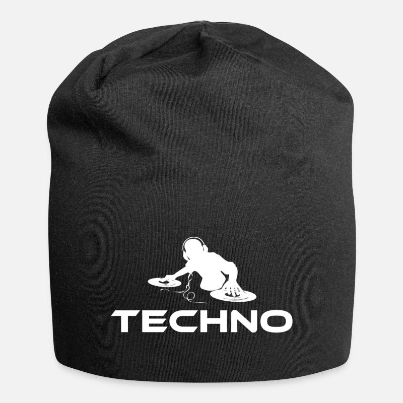 techno dj weiß - Jersey-Beanie - Schwarz