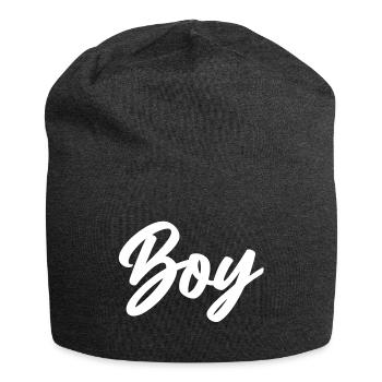 Boy - Schriftzug - Jersey-Beanie - Anthrazit - Vorne