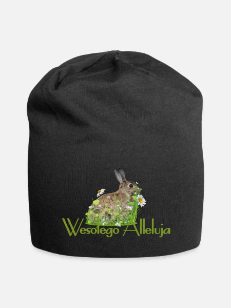 Frohe Ostern - Jersey-Beanie - Schwarz