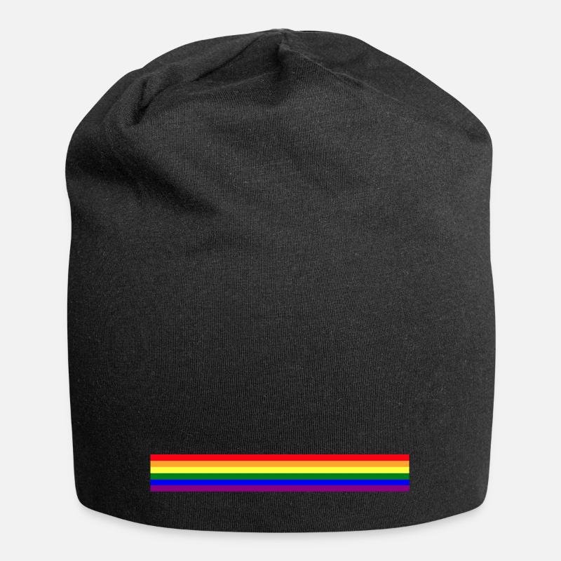Regenbogenflagge als Streifen - Jersey-Beanie - Schwarz