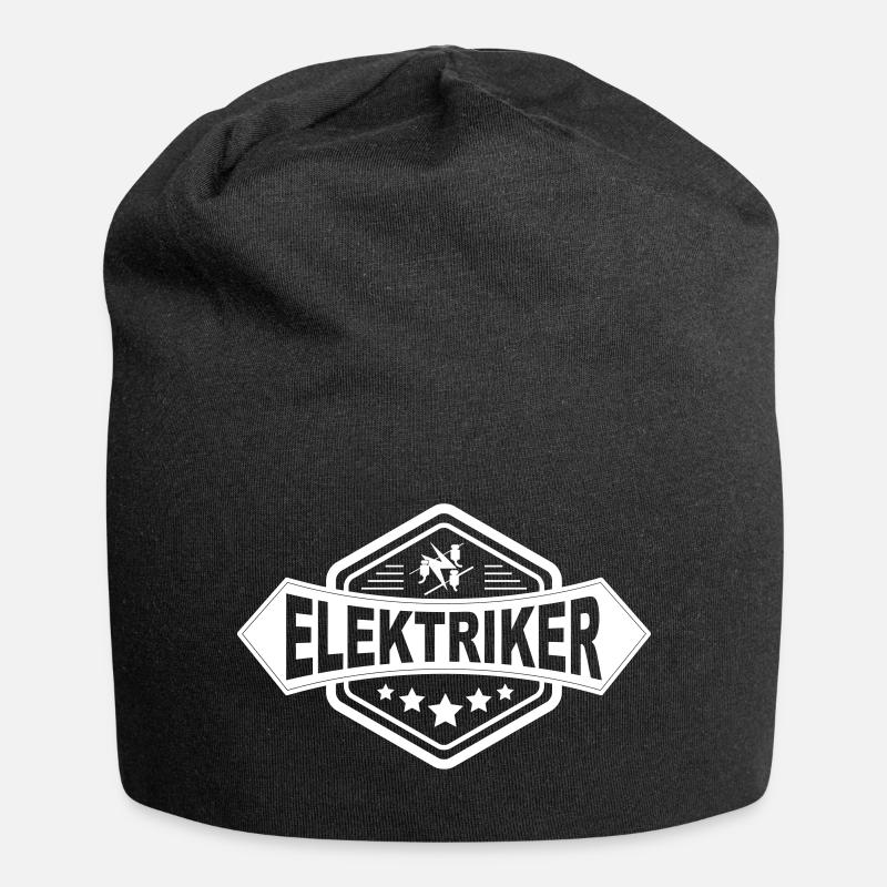 Cooles Elektriker Logo Label mit Zunftzeichen - Jersey-Beanie - Schwarz