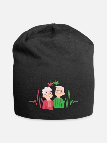 Senioren Herzschlag Pflege EKG Puls - Jersey-Beanie - Schwarz
