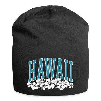 HAWAII - Hibiskus - Surfer - Sommer - Jersey-Beanie - Schwarz - Vorne