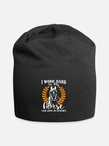 funny horse luxury life gift tshirt - Jersey Beanie - black