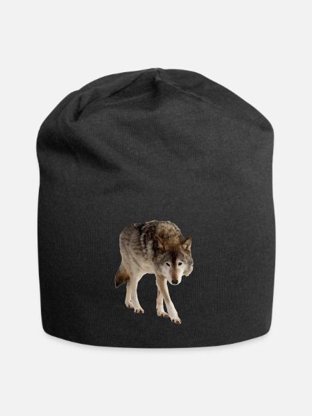 Wolf - Jersey-Beanie - Schwarz