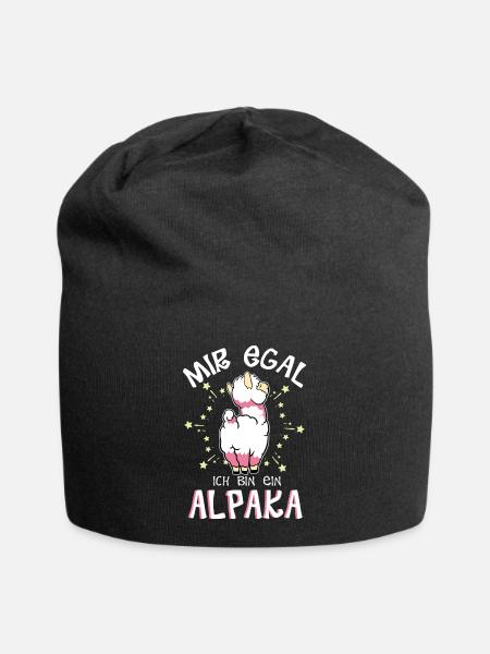 Mir egal. Ich bin ein Alpaka - Jersey-Beanie - Schwarz