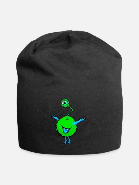 vert monstre avec un oeil - Bonnet en jersey - noir