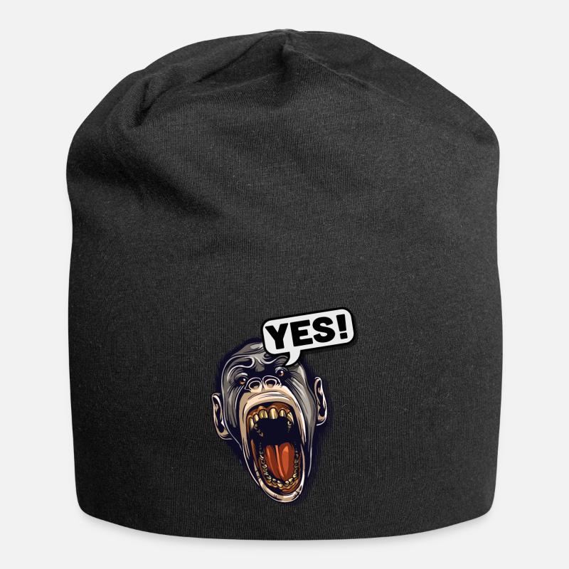 YES! Primate Monkey Chimpanzee - Jersey Beanie - black