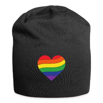 Regenbogen Herz | Pride - Jersey-Beanie - Schwarz - Vorne