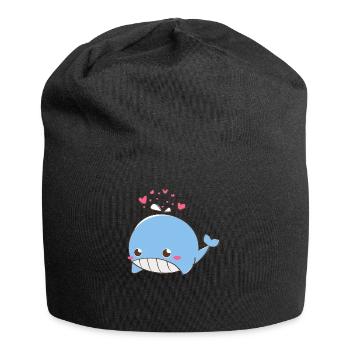 Love Whale - Idée cadeau - Bonnet en jersey - noir - Devant